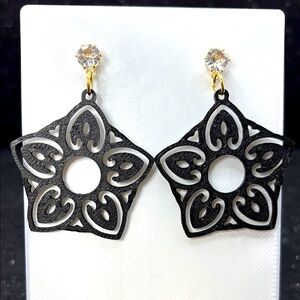 Black and Gold Filigree Earrings